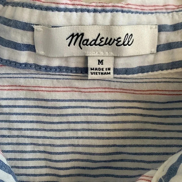 Madewell Short-Sleeve Tie-Front Shirt in Rawley Stripe Size Medium - Picture 7 of 9